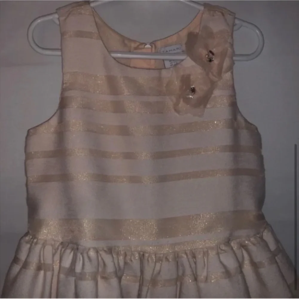 Kid's Tahari Pink Striped Formal Dress - Picture 3 of 10